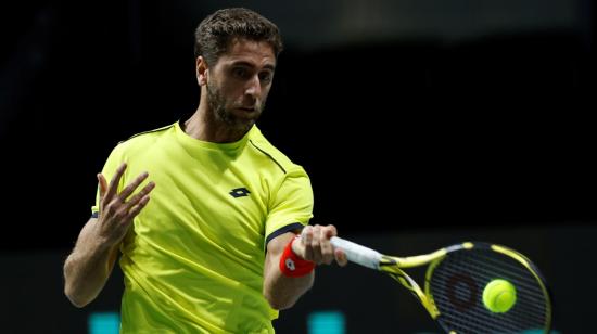 Roberto Quiroz, durante el partido ante Andrey Rublev, en Madrid, el 27 de noviembre de 2021.