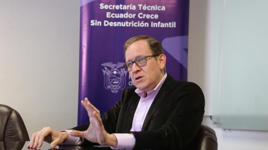 El titular de la Secretaría Técnica Ecuador Crece Sin Desnutrición Infantil, durante una entrevista en su oficina, el 2 de diciembre de 2021