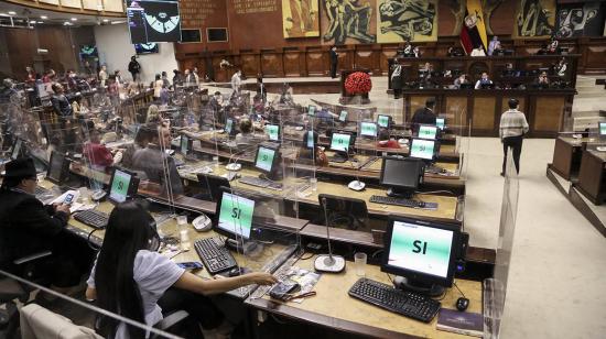 Sesión del Pleno de la Asamblea este 14 de diciembre de 2021, durante la aprobación en segundo debate de la Ley para combatir los abusos del sistema financiero.