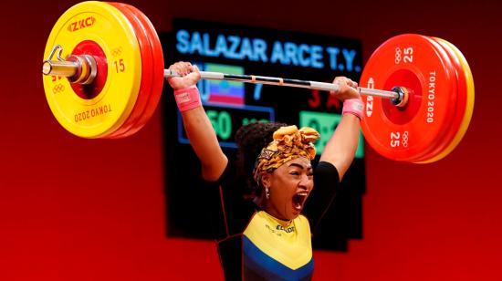 La halterista Tamara Salazar, durante su participación en los Juegos Olímpicos de Tokio, el lunes 2 de agosto de 2021.