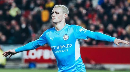 Phil Foden, del Manchester City, celebra el 0-1 anotado frente al Brentford, el 29 de diciembre de 2021.