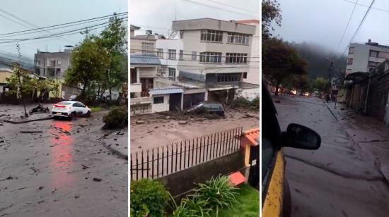 Un aluvión afectó la calle La Gasca, norte de Quito. 31 de enero de 2022