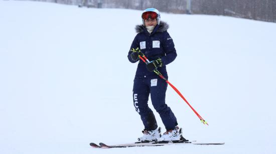 Una de las prácticas de la deportista antes de viajar a competir a Pekín 2022.