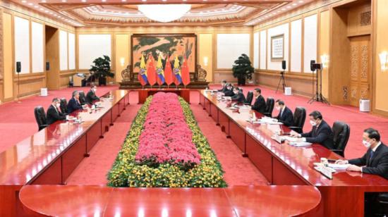 Reunión entre el presidente Guillermo Lasso y su hómologo de China, Xi Jinping, el 5 de febrero de 2022.