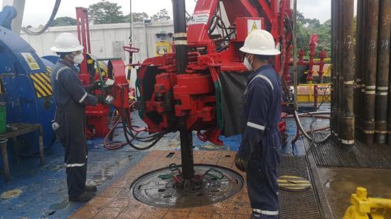 Inicio de campaña de perforación en el campo petrolero Coca Payamino de Petroecuador, en el bloque 7, el 9 de febrero de 2022.