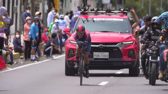 El ciclista carchense durante la contrarreloj individual de la categoría Élite del Campeonato Nacional de Ciclismo, el 18 de febrero de 2022.