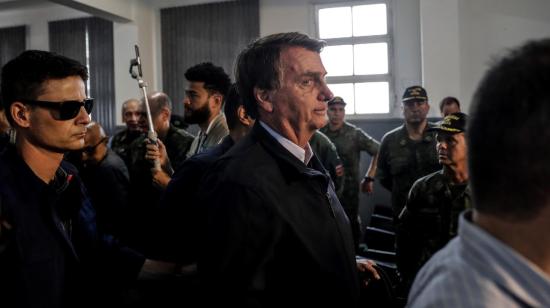 El presidente de Brasil, Jair Bolsonaro, visitó las zonas afectadas por el invierno en su país, el 18 de febrero de 2022.