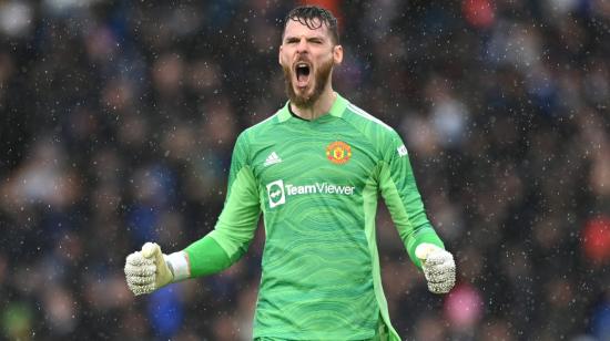 David de Gea, en el partido del Manchester United ante Leeds United, el 20 de febrero de 2022.