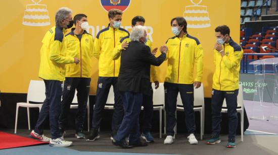 La selección de Ecuador que afrontará la Copa Davis, en Francia, el 3 de marzo de 2022.