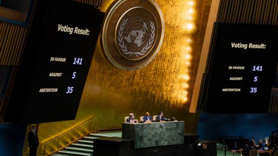 Votación en la Asamblea General de la ONU que condenó la invasión rusa a Ucrania. 2 de marzo de 2022