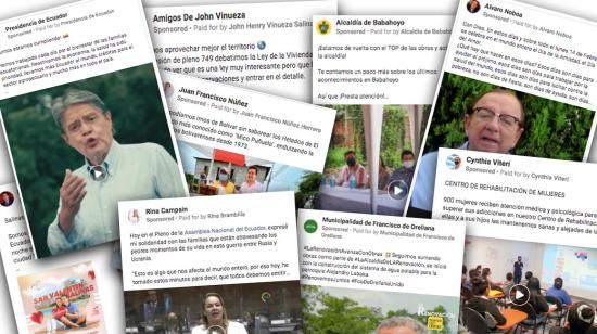 Capturas de la pauta publicada en Facebook por políticos e instituciones públicas.