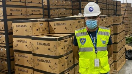 El representante legal de una exportadora fue detenido en su intento por enviar cocaína en cajas de banano desde el Puerto de Posorja hacia Holanda. el 4 de marzo de 2022.