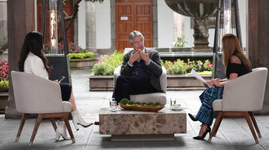 El primer mandatario, Guillermo Lasso, en entrevista en el Palacio de Carondelet. Quito, 8 de marzo de 2022