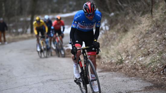 Tadej Pogacar, durante la sexta etapa de la Tirreno-Adriático, el 12 de marzo de 2022.