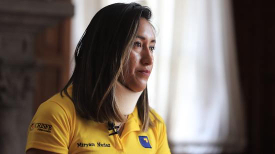 Miryam Núñez atiende una entrevista con PRIMICIAS, el 15 de marzo de 2022, en las instalaciones de la Fundación Crisfe, que apoya a la deportista.