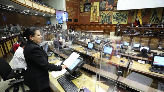 Intervención de la asambleísta Isabel Enríquez, de Pachakutik, en la sesión del pleno. Quito, 9 de marzo de 2022