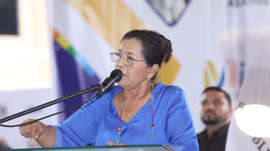 Guadalupe Llori, presidente de la Asamblea, durante su rendición de cuentas, el 26 de marzo de 2022.