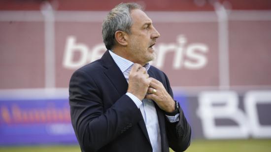 Pablo Marini, en el partido de Liga de Quito ante Técnico Universitario, en Ambato, el 12 de marzo de 2022.