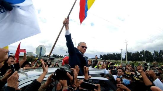 El exvicepresidente Jorge Glas tras recuperar su libertad, Cotopaxi, 10 de abril de 2022.