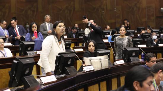 La presidenta Guadalupe Llori se defendió de la apelación a su Presidencia, en la sesión de este 26 de abril de 2022.