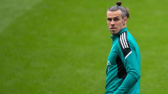 Gareth Bale durante el entrenamiento del Real Madrid en Manchester, el 25 de abril de 2022.