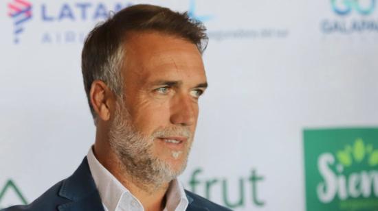 Gabriel Batistuta, durante una rueda de prensa en Quito, el 3 de mayo de 2022.