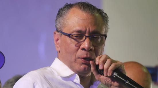 El exvicepresidente Jorge Glas, en un evento en Guayaquil, tras su salida de la cárcel Regional de Cotopaxi, el 10 de abril de 2022. El Gobierno presentó la apelación al habeas corpus.