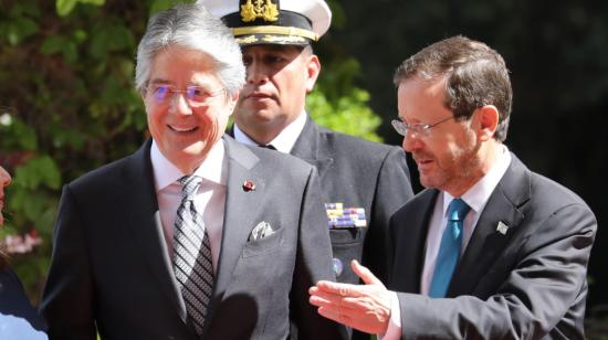 El presidente de Israel, Isacc Herzog, recibió a su par de Ecuador, Guillermo Lasso, en la residencia presidencial en Jerusalén, el 11 de mayo de 2022.