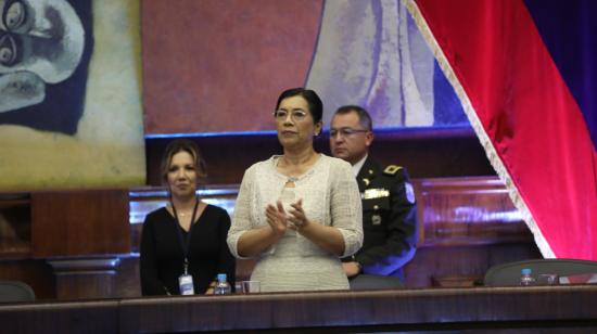 La presidenta de la Asamblea, Guadalupe Llori, durante el Informe a la Nación, este 24 de mayo de 2022.