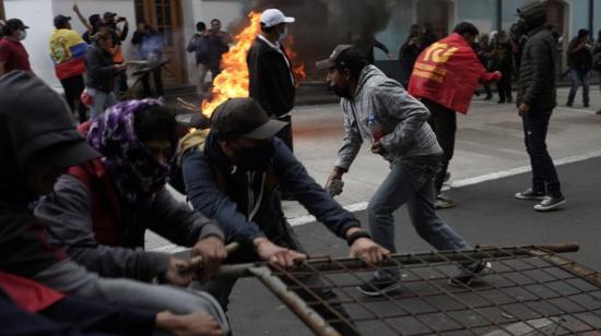 Manifestaciones en el Centro Histórico de Quito durante el paro nacional. 13 de junio de 2022