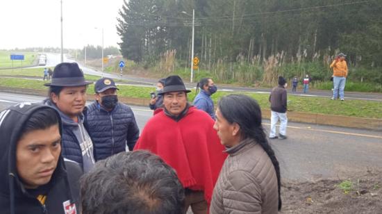 El presidente de la Conaie, Leonidas Iza, estuvo en El Quinche, que conecta Cotopaxi con Pichincha, el 13 de junio de 2022.