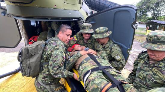 Militares heridos durante manifestaciones en el bloque 15, durante el paro nacional convocado por la Conaie. El 15 de junio de 2022.