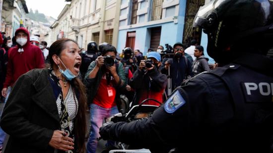 Protesta ciudadana en el Centro Histórico de Quito, el 13 de junio de 2022.