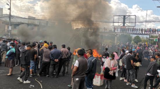 Manifestante se concentran en el sur de Quito, el 16 de junio de 2022.