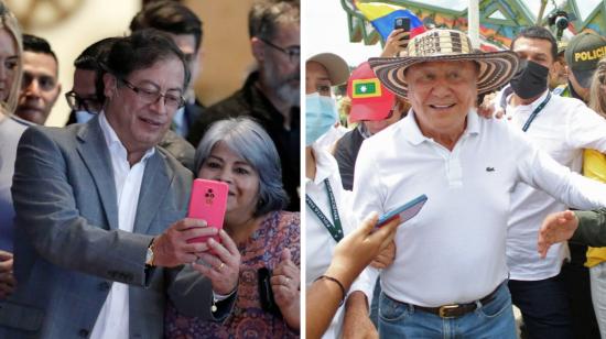 Gustavo Petro y Rodolfo Hernández durante sus últimas actividades de campaña antes de la segunda vuelta presidencial en Colombia.