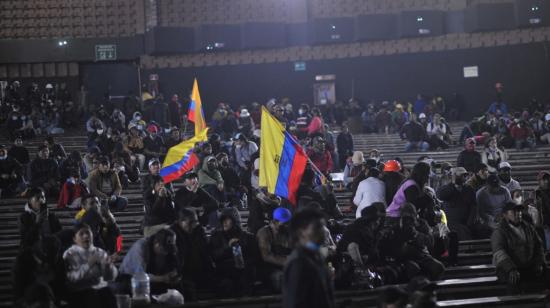 Manifestantes en la segunda asamblea popular de la Conaie, en el Ágora de la Casa de la Cultura, 25 de junio de 2022. 