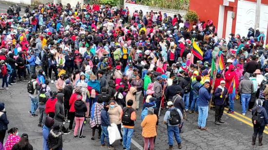 Miembros del movimiento indígena de Cotopaxi, durante el paro nacional de junio de 2022, en Latacunga.