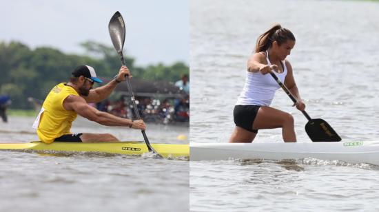 César de Cesare y Anggie Avegno, en las finales de canotaje de los Juegos Bolivarianos de Valledupar, el 2 de julio de 2022.