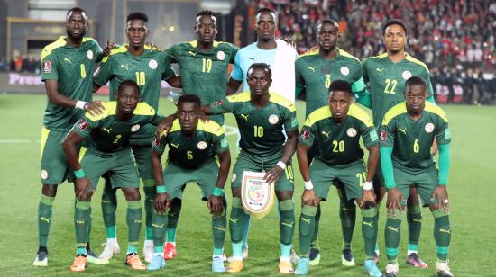 La selección de Senegal, antes del partido ante Egipto por la clasificación al Mundial, el 25 de marzo de 2022.