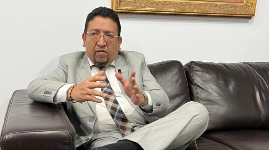 El presidente de la Asamblea, Virgilio Saquicela, en entrevista con PRIMICIAS este 5 de julio de 2022.