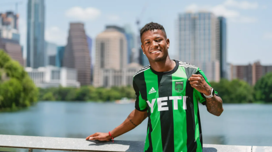 El jugador ecuatoriano, Washington Corozo, con la camiseta del Austin FC, este miércoles 6 de julio de 2022.