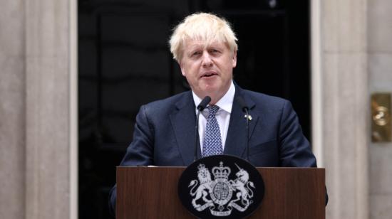 Boris Johnson durante su intervención, en la que anunció su renuncia como primer ministro de Reino Unido, el 7 de julio de 2022.