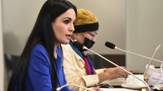 La asambleísta Yeseña Guamaní durante la sesión de la Comisión de Gobiernos Autónomos, el 6 de julio de 2022.