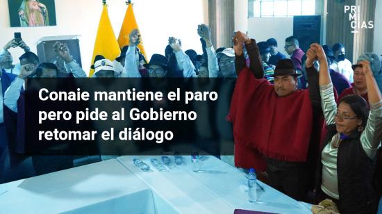 El Gobierno y representantes del movimiento indígena se reunieron el 30 de junio de 2022 en la Conferencia Episcopal Ecuatoriana, en Quito. 