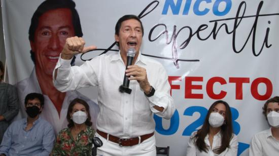 El exprefecto de Guayas, Nicolás Lapentti, anunció su candidatura a la Prefectura de la provincia, el 6 de julio de 2022.