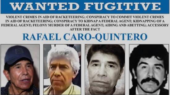 Aviso del FBI sobre Rafael Caro Quintero, narcotraficante buscado por Estados Unidos. 