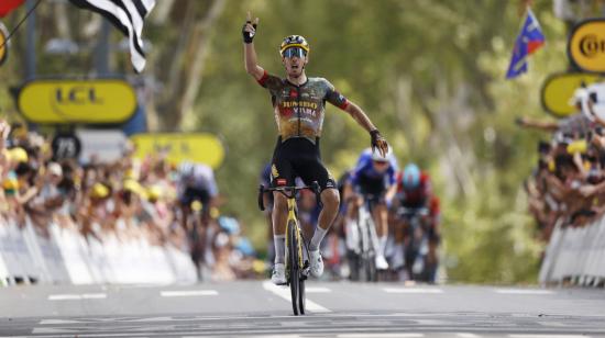 Christophe Laporte, en la meta de la Etapa 19 del Tour de Francia, el 22 de julio de 2022.