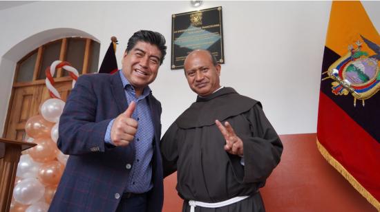 Jorge Yunda, exalcalde de Quito, en la Unidad Educativa Franciscana San Andrés, el 14 de julio de 2022.