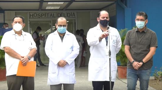 Rueda de prensa del COE Cantonal de Guayaquil, desde Mucho Lote, en el norte de la ciudad, el 17 de agosto de 2022.