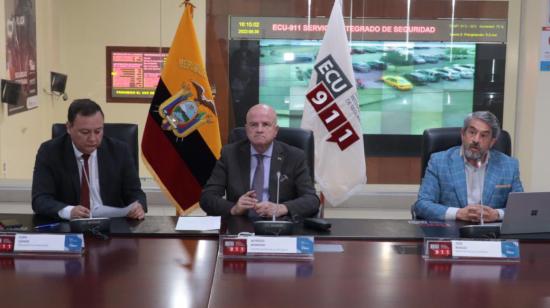 Rueda de prensa del COE Nacional, el 30 de agosto de 2022 en Quito, donde sus autoridades pusieron fin al teletrabajo. 